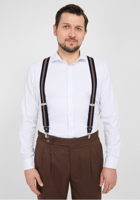 КЛАСИЧНІ ЧОЛОВІЧІ ПІДТЯЖКИ ТЕМНО-СИНІ В СМУЖКУ