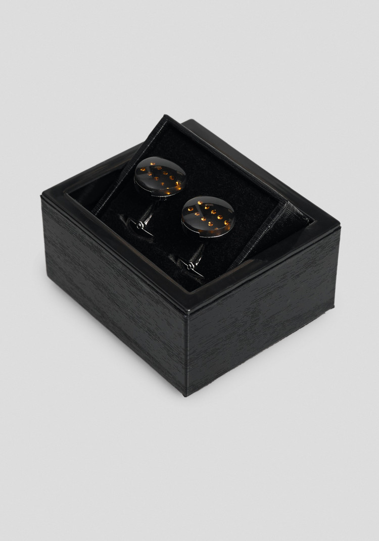 CLASSIC MEN'S BLACK PRINTED CUFFLINKS, Photo 1