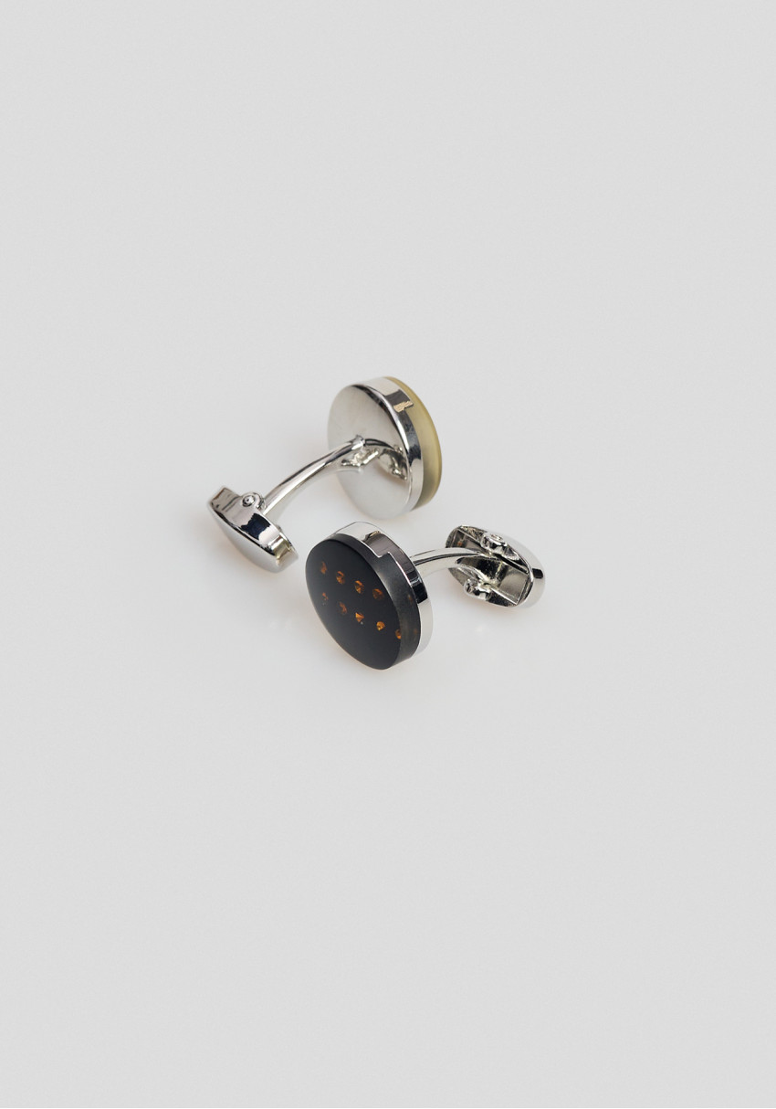 CLASSIC MEN'S BLACK PRINTED CUFFLINKS, Photo 1