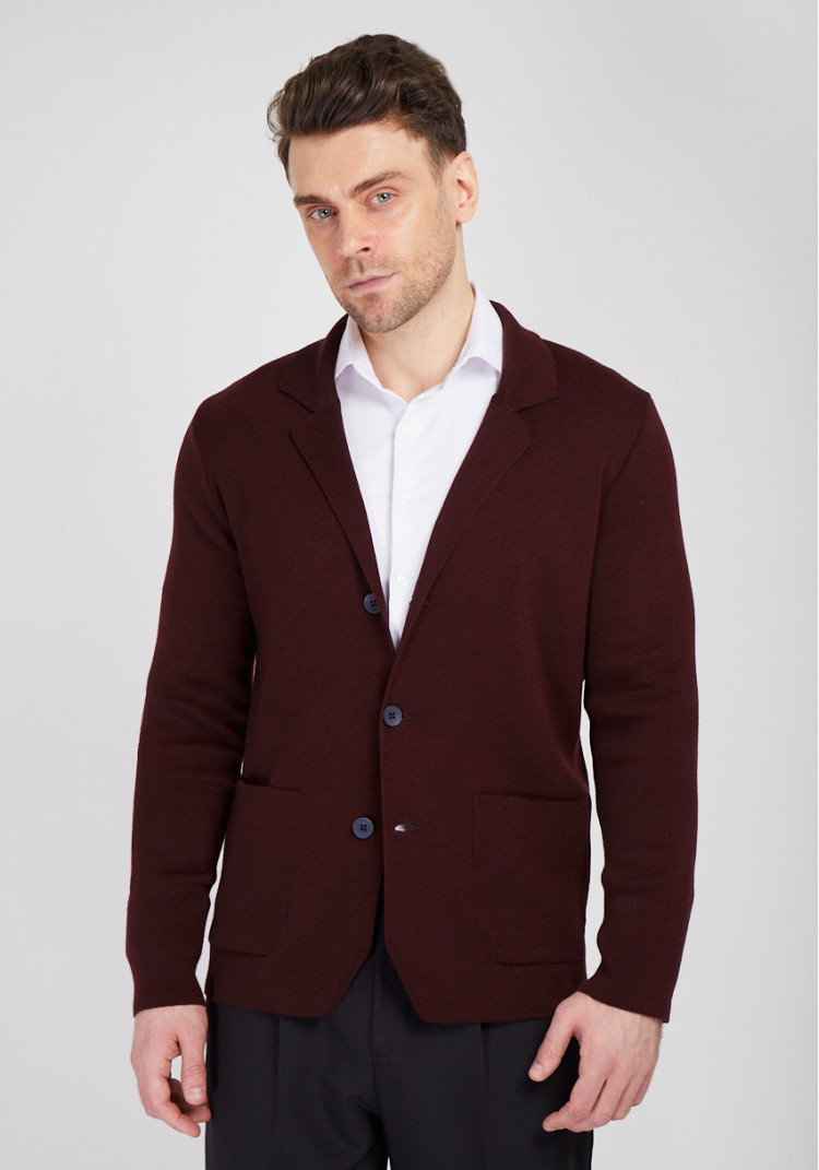 КЛАСИЧНИЙ ЧОЛОВІЧИЙ КАРДИГАН БОРДОВИЙ