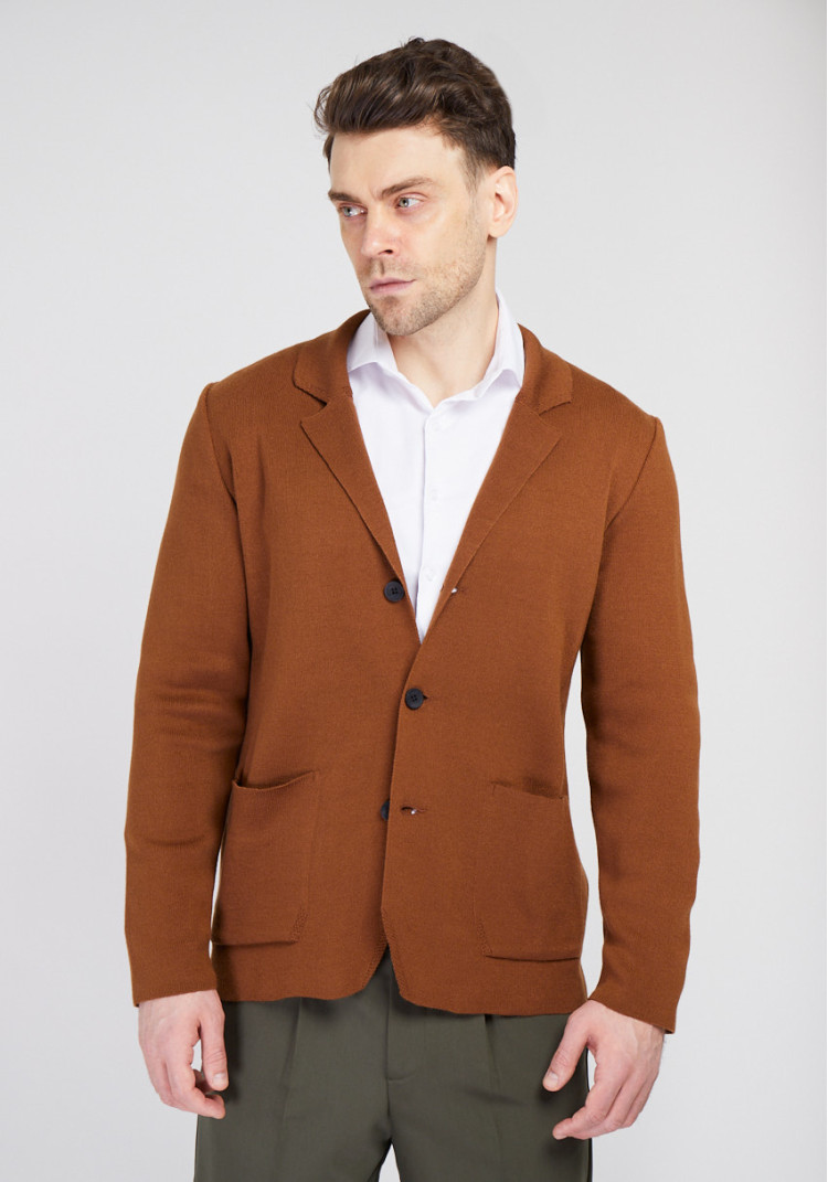 КЛАСИЧНИЙ ЧОЛОВІЧИЙ КАРДИГАН КОРИЧНЕВИЙ