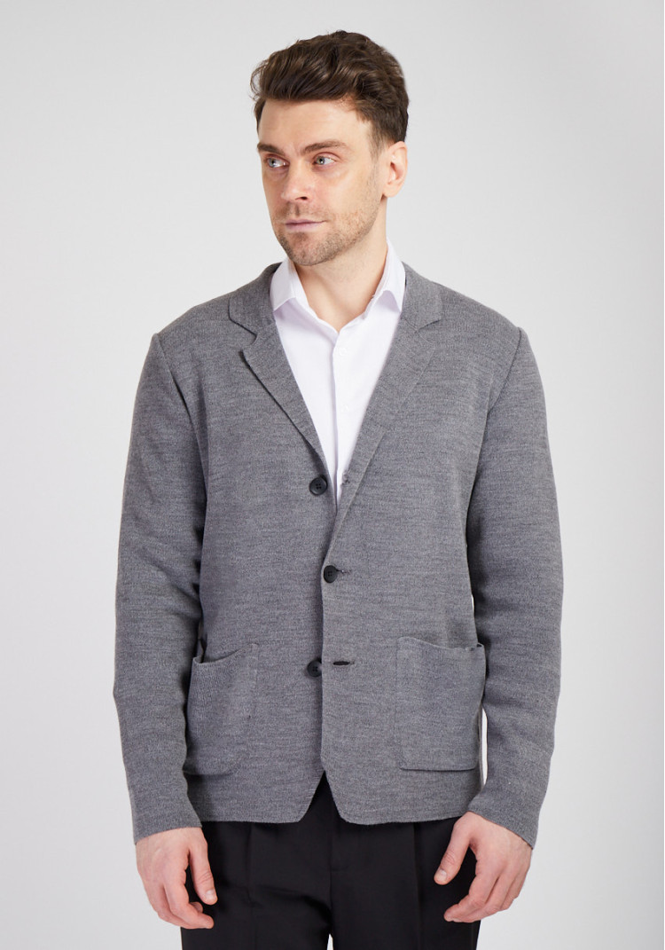КЛАСИЧНИЙ ЧОЛОВІЧИЙ КАРДИГАН СІРИЙ