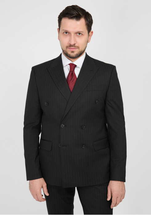 КЛАСИЧНИЙ ЧОЛОВІЧИЙ КОСТЮМ ДВОБОРТНИЙ ЧОРНИЙ В СМУЖКУ