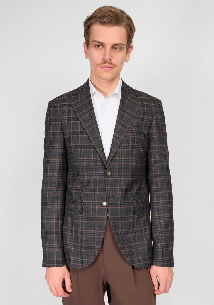 КЛАСИЧНИЙ ЧОЛОВІЧИЙ ПІДЖАК КОРИЧНЕВИЙ В КЛІТИНКУ