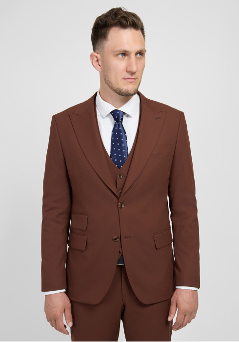 КЛАСИЧНИЙ ЧОЛОВІЧИЙ КОСТЮМ ОДНОБОРТНИЙ КОРИЧНЕВИЙ ОДНОТОННИЙ
