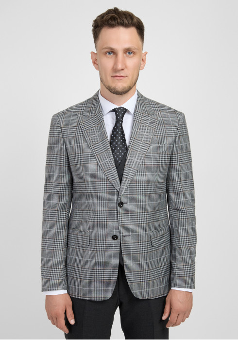 КЛАСИЧНИЙ ЧОЛОВІЧИЙ КОСТЮМ ОДНОБОРТНИЙ СІРИЙ В КЛІТИНКУ