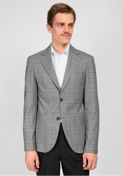 КЛАСИЧНИЙ ЧОЛОВІЧИЙ ПІДЖАК СІРИЙ В КЛІТИНКУ
