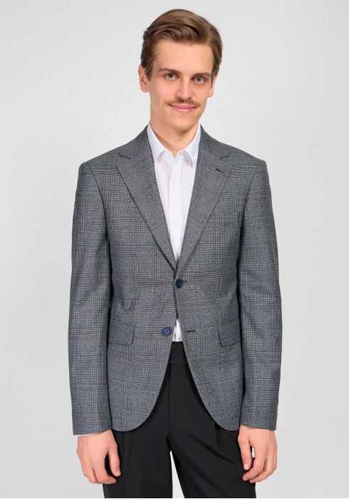 КЛАСИЧНИЙ ЧОЛОВІЧИЙ ПІДЖАК СІРИЙ В КЛІТИНКУ
