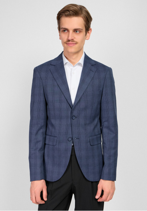 КЛАСИЧНИЙ ЧОЛОВІЧИЙ ПІДЖАК ТЕМНО-СИНІЙ В КЛІТИНКУ