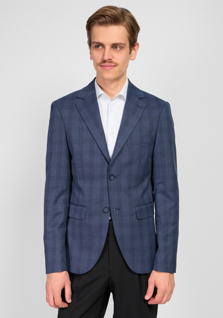 КЛАСИЧНИЙ ЧОЛОВІЧИЙ ПІДЖАК ТЕМНО-СИНІЙ В КЛІТИНКУ