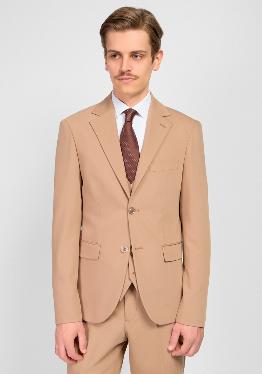 КЛАСИЧНИЙ ЧОЛОВІЧИЙ КОСТЮМ ТРІЙКА БЕЖЕВИЙ ОДНОТОННИЙ, Фото 1