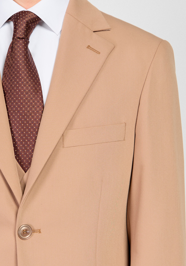 КЛАСИЧНИЙ ЧОЛОВІЧИЙ КОСТЮМ ТРІЙКА БЕЖЕВИЙ ОДНОТОННИЙ, Фото 2