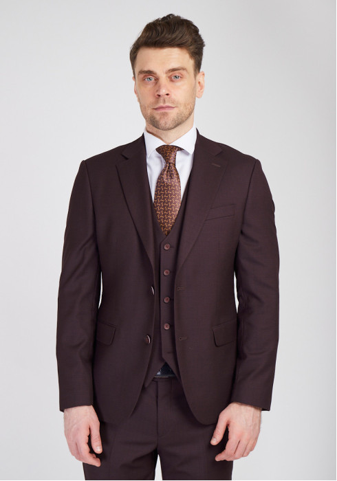 КЛАСИЧНИЙ ЧОЛОВІЧИЙ КОСТЮМ ТРІЙКА БОРДОВИЙ ОДНОТОННИЙ
