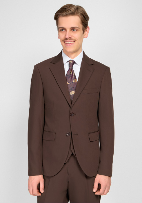 КЛАСИЧНИЙ ЧОЛОВІЧИЙ КОСТЮМ ТРІЙКА КОРИЧНЕВИЙ ОДНОТОННИЙ
