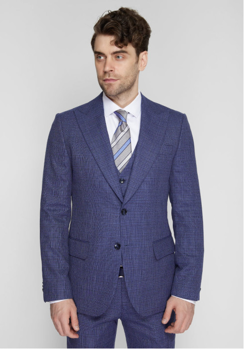 КЛАСИЧНИЙ ЧОЛОВІЧИЙ КОСТЮМ ТРІЙКА СИНІЙ ФАКТУРНИЙ