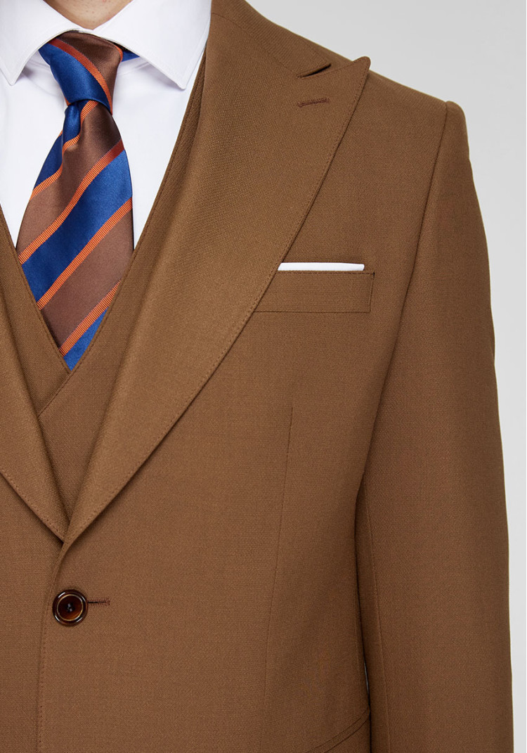 CLASSIC MEN'S THREE-SUIT LIGHT BROWN SOLID, Photo 1