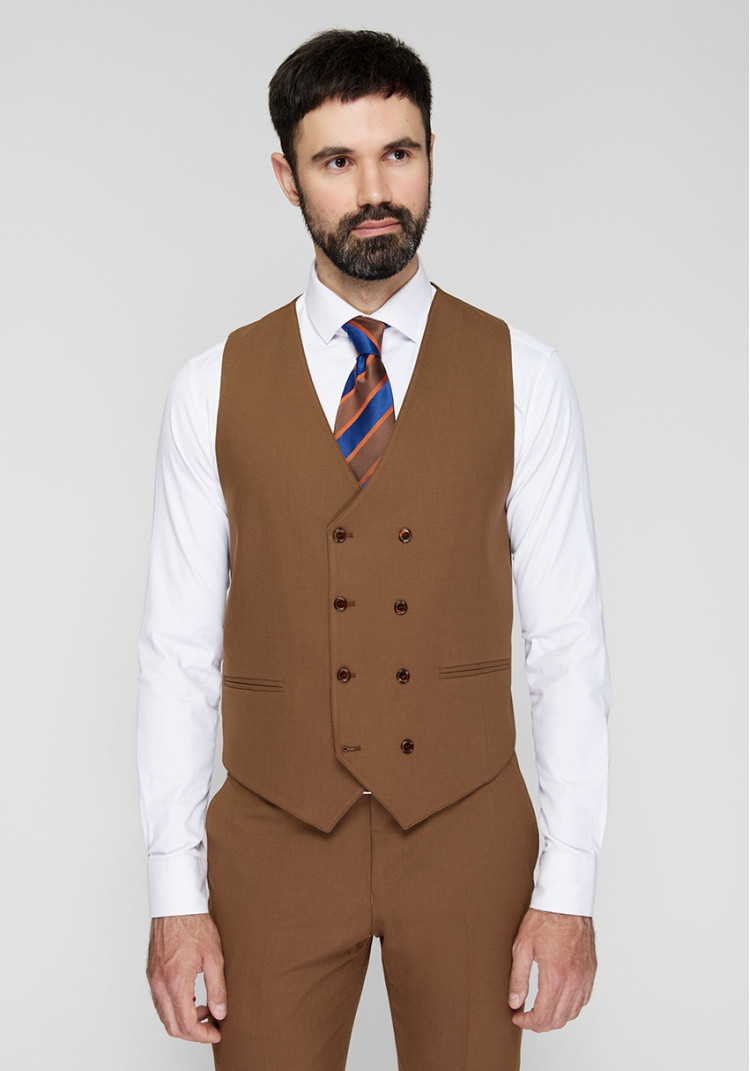 CLASSIC MEN'S THREE-SUIT LIGHT BROWN SOLID, Photo 4