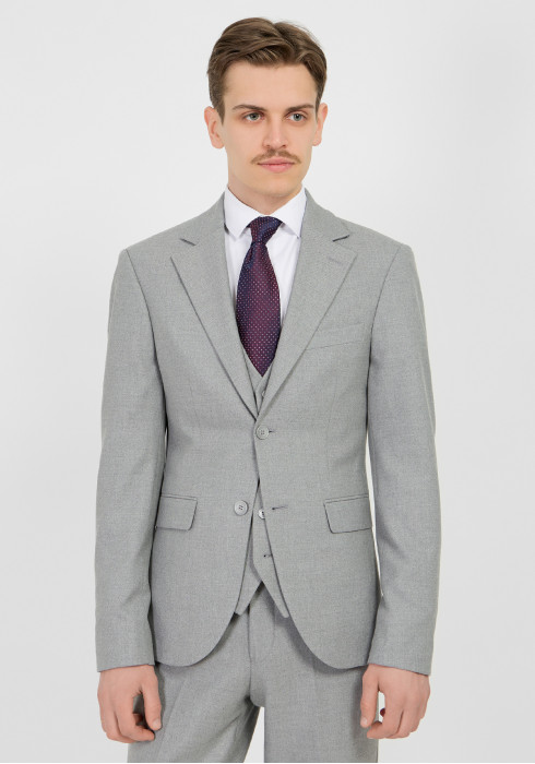 КЛАСИЧНИЙ ЧОЛОВІЧИЙ КОСТЮМ ТРІЙКА СВІТЛО-СІРИЙ ОДНОТОННИЙ