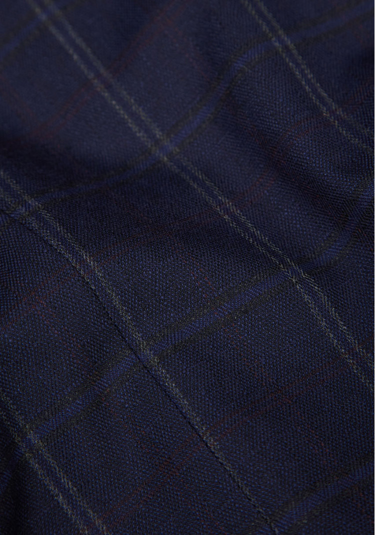 Classic men's three-suit dark blue with green check, Photo 6