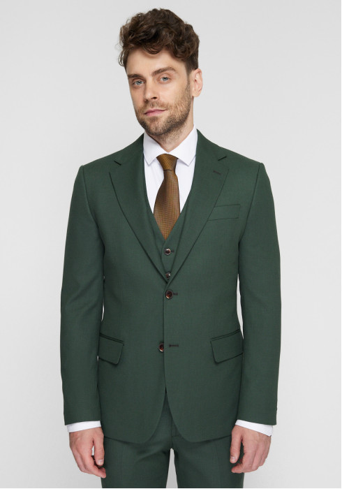 КЛАСИЧНИЙ ЧОЛОВІЧИЙ КОСТЮМ ТРІЙКА ЗЕЛЕНИЙ ОДНОТОННИЙ