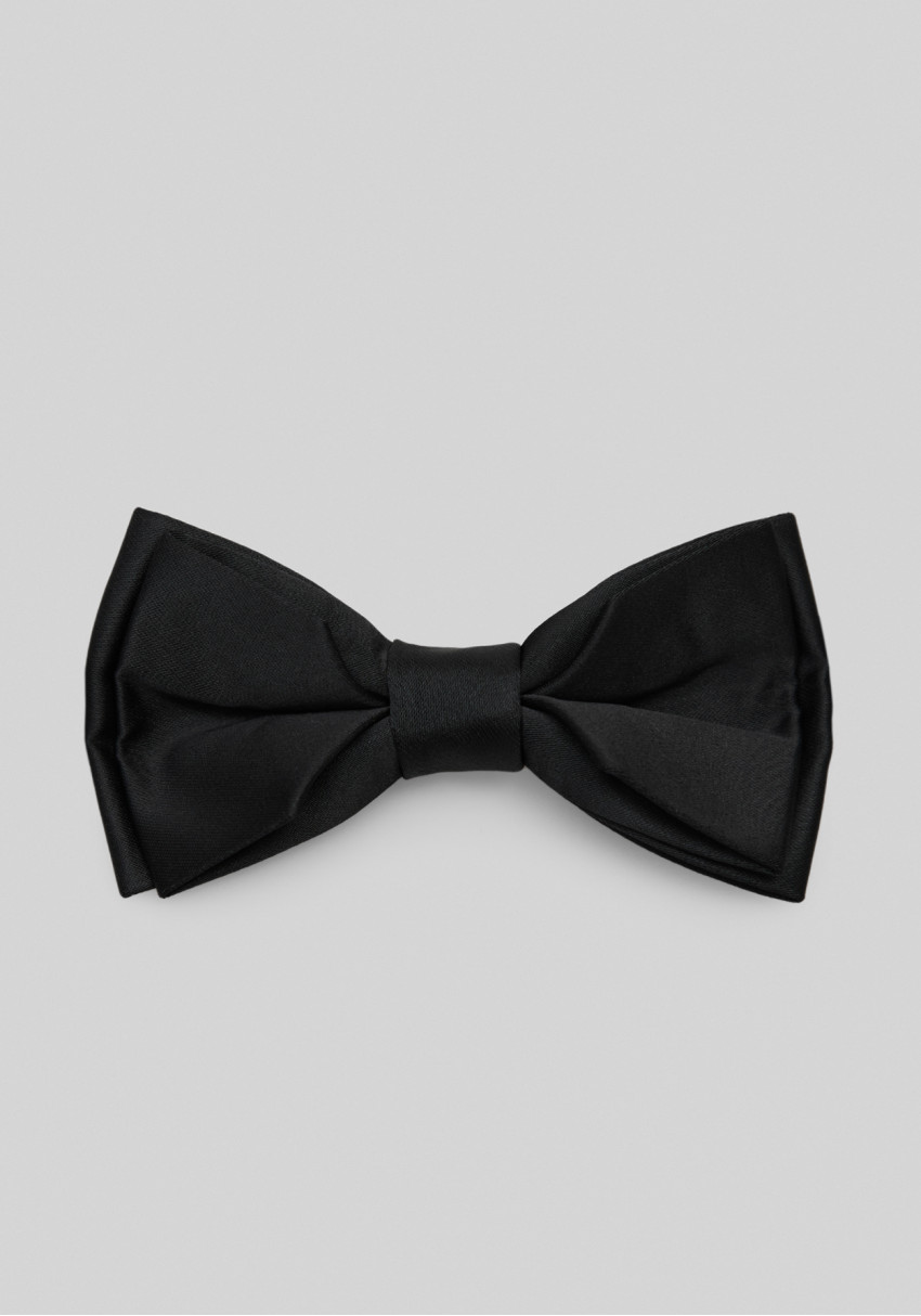 Classic Men's Black Satin Bow Tie, Photo 1