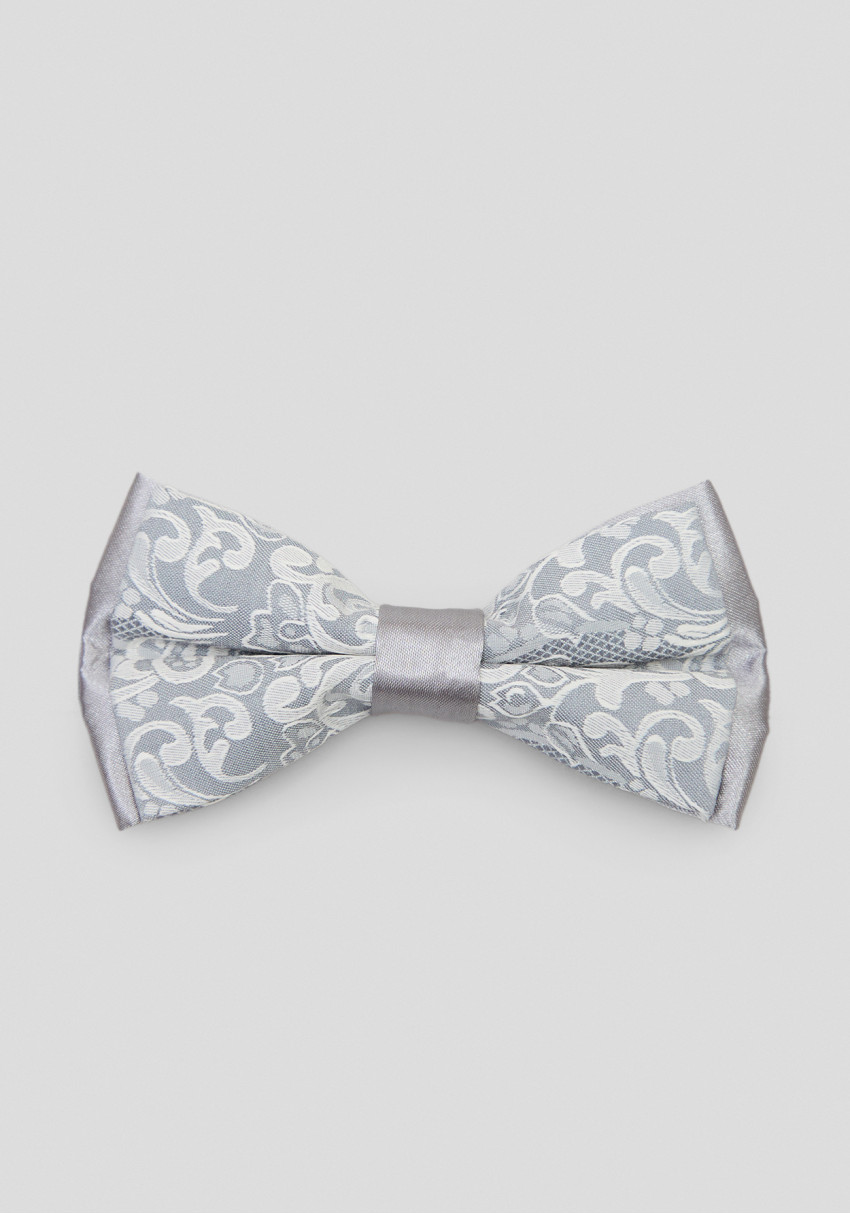 Classic Men's Grey Printed Bow Tie, Photo 1