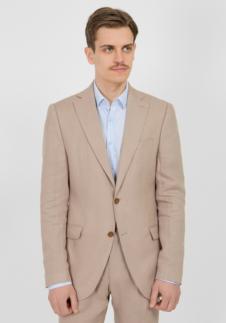 CLASSIC MEN'S BEIGE SOLID BLAZER