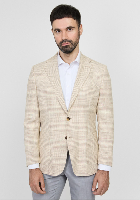 КЛАСИЧНИЙ ЧОЛОВІЧИЙ ПІДЖАК БЕЖЕВИЙ В КЛІТИНКУ