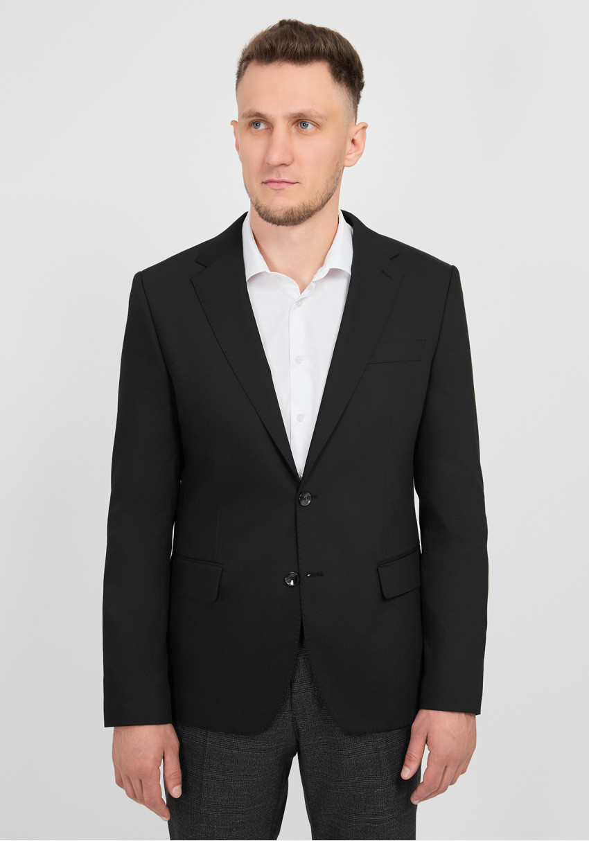 КЛАСИЧНИЙ ЧОЛОВІЧИЙ ПІДЖАК ЧОРНИЙ ОДНОТОННИЙ, Фото 1