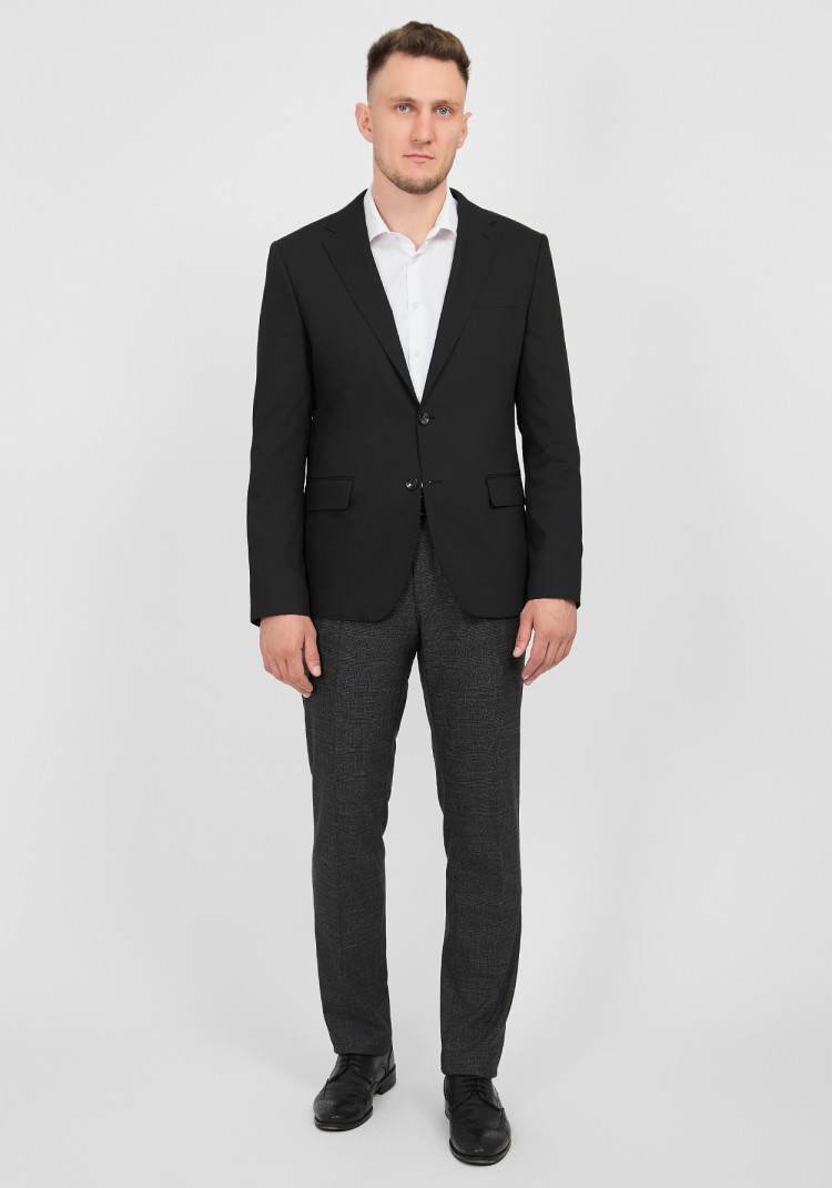 КЛАСИЧНИЙ ЧОЛОВІЧИЙ ПІДЖАК ЧОРНИЙ ОДНОТОННИЙ, Фото 2