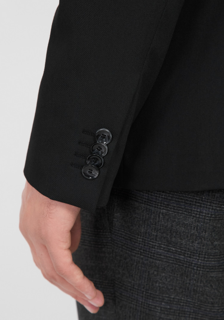 КЛАСИЧНИЙ ЧОЛОВІЧИЙ ПІДЖАК ЧОРНИЙ ОДНОТОННИЙ, Фото 4