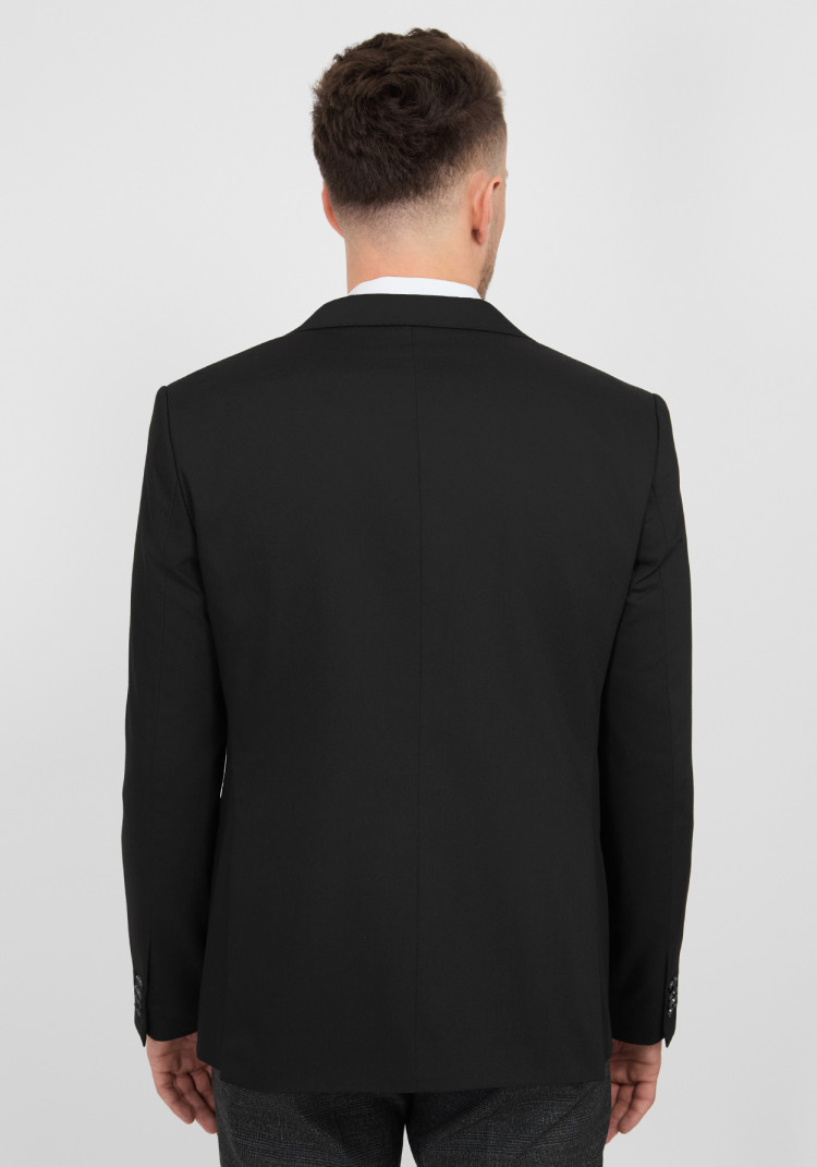 КЛАСИЧНИЙ ЧОЛОВІЧИЙ ПІДЖАК ЧОРНИЙ ОДНОТОННИЙ, Фото 5