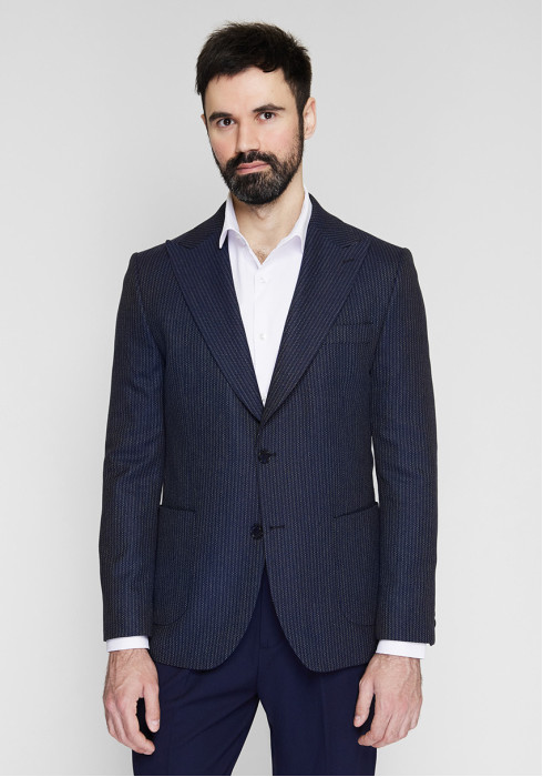 КЛАСИЧНИЙ ЧОЛОВІЧИЙ ПІДЖАК СИНІЙ ФАКТУРНИЙ