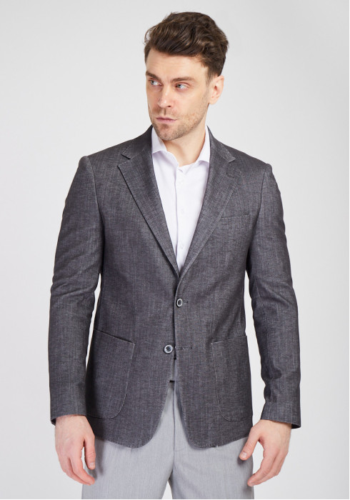 КЛАСИЧНИЙ ЧОЛОВІЧИЙ ПІДЖАК СІРИЙ ОДНОТОННИЙ