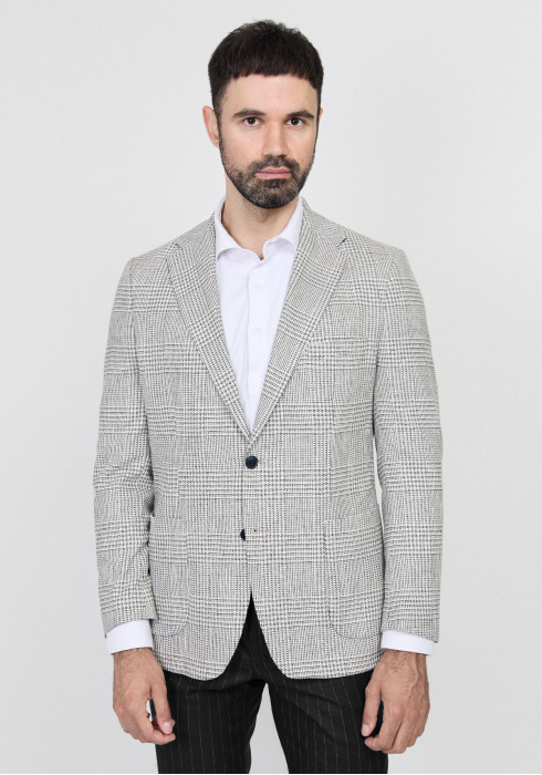 КЛАСИЧНИЙ ЧОЛОВІЧИЙ ПІДЖАК СІРИЙ В КЛІТИНКУ