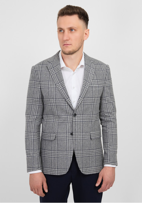 КЛАСИЧНИЙ ЧОЛОВІЧИЙ ПІДЖАК СІРИЙ В КЛІТИНКУ