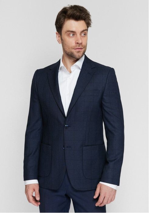 КЛАСИЧНИЙ ЧОЛОВІЧИЙ ПІДЖАК ТЕМНО-СИНІЙ В КЛІТИНКУ