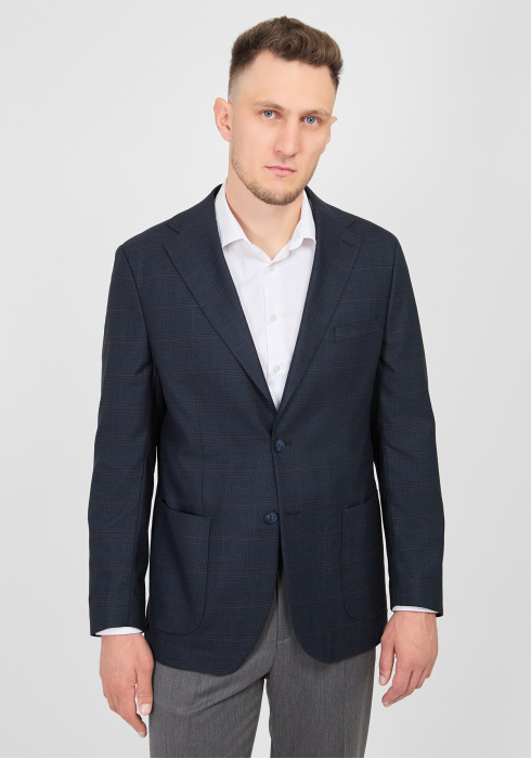 КЛАСИЧНИЙ ЧОЛОВІЧИЙ ПІДЖАК ТЕМНО-СИНІЙ В КЛІТИНКУ