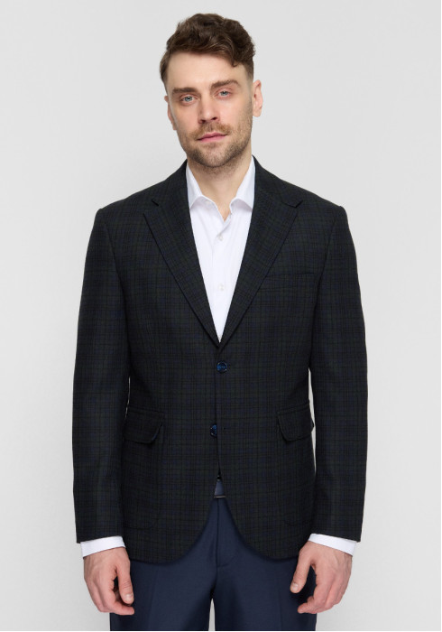 КЛАСИЧНИЙ ЧОЛОВІЧИЙ ПІДЖАК ЗЕЛЕНИЙ В СИНЮ КЛІТИНКУ