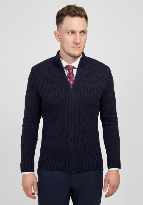 КЛАСИЧНИЙ ЧОЛОВІЧИЙ СВЕТР НА БЛИСКАВЦІ ТЕМНО-СИНІЙ