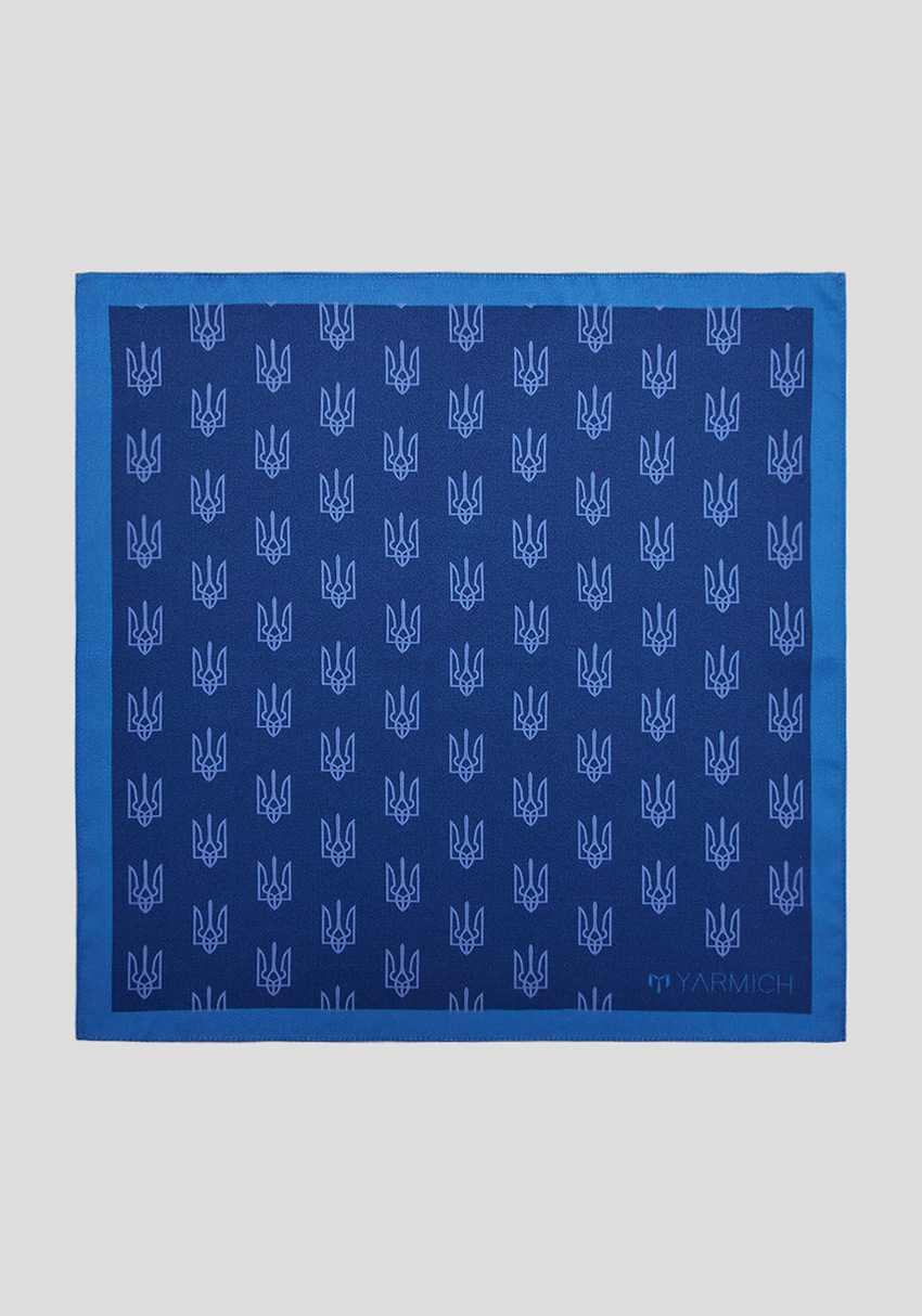 CLASSIC MEN'S POCKET SQUARE BLUE PRINT "UKRAINE", Photo 1