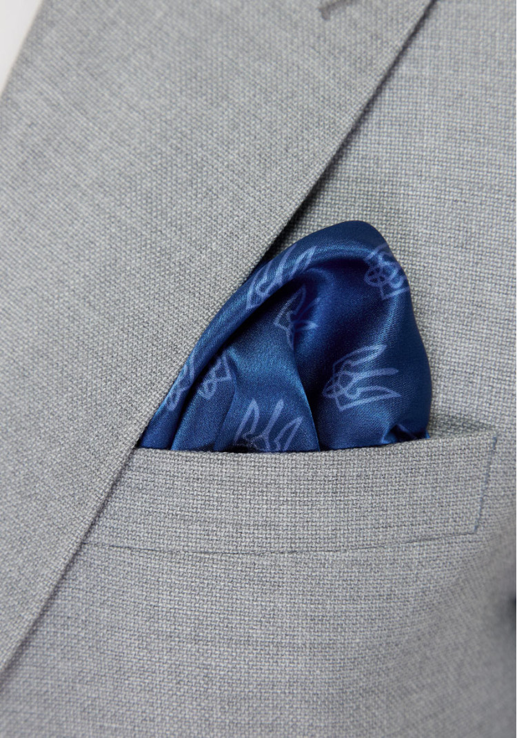 CLASSIC MEN'S POCKET SQUARE BLUE PRINT "UKRAINE", Photo 1