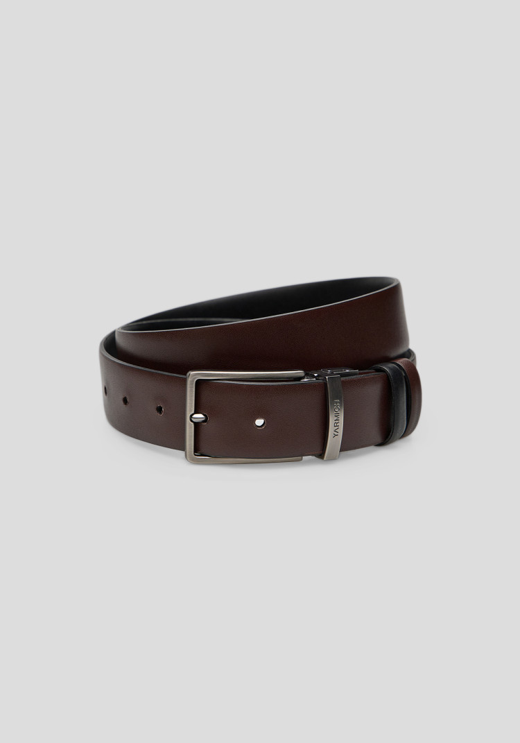 КЛАСИЧНИЙ ЧОЛОВІЧИЙ ДВОСТОРОННІЙ РЕМІНЬ ЧОРНО-КОРИЧНЕВИЙ, Фото 1