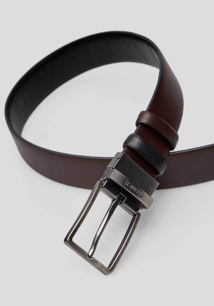 КЛАСИЧНИЙ ЧОЛОВІЧИЙ ДВОСТОРОННІЙ РЕМІНЬ ЧОРНО-КОРИЧНЕВИЙ, Фото 3
