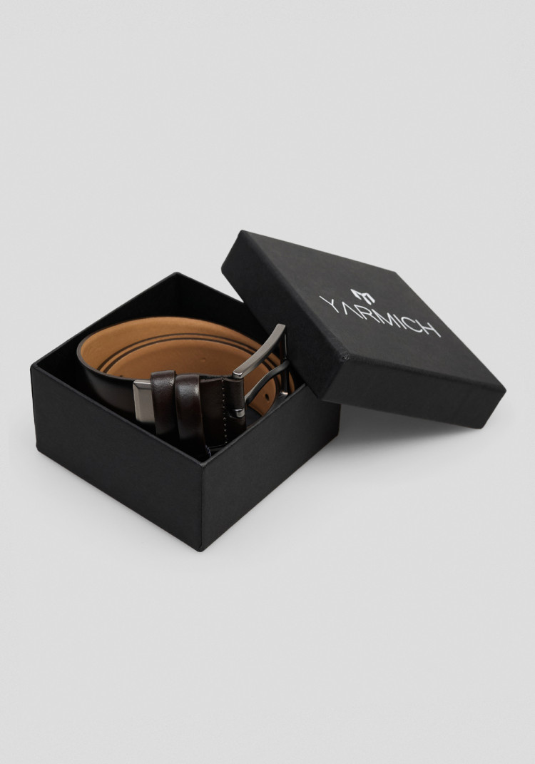 КЛАСИЧНИЙ ЧОЛОВІЧИЙ ДВОСТОРОННІЙ РЕМІНЬ ЧОРНО-КОРИЧНЕВИЙ, Фото 4