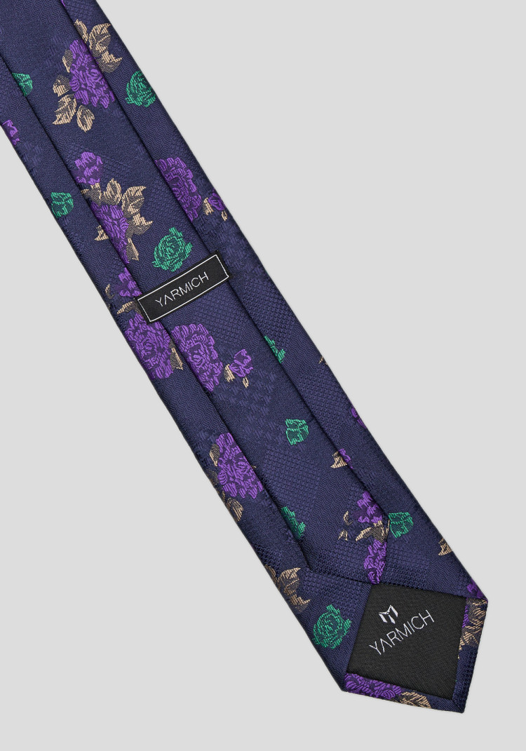 CLASSIC MEN'S TIE DARK BLUE PRINTED, Photo 2