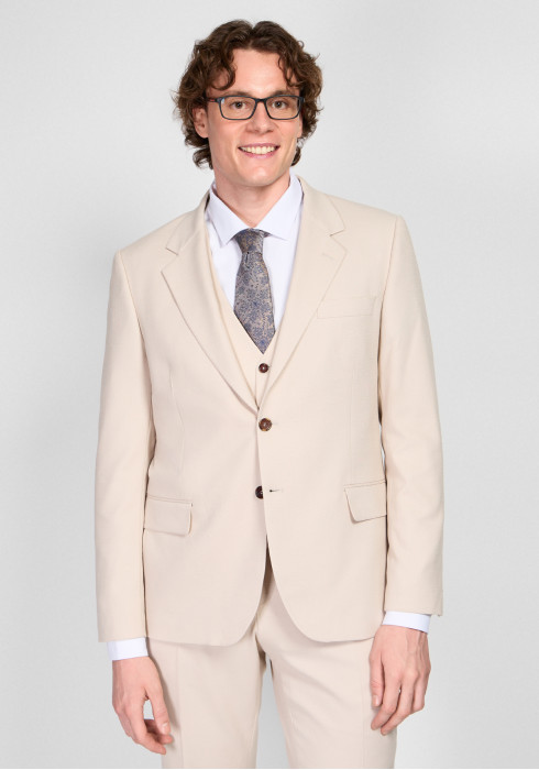 КЛАСИЧНИЙ ЧОЛОВІЧИЙ КОСТЮМ ТРІЙКА БЕЖЕВИЙ ОДНОТОННИЙ