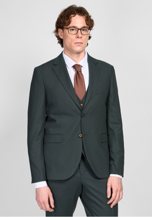 КЛАСИЧНИЙ ЧОЛОВІЧИЙ КОСТЮМ ТРІЙКА ОДНОБОРТНИЙ ЗЕЛЕНИЙ ОДНОТОННИЙ