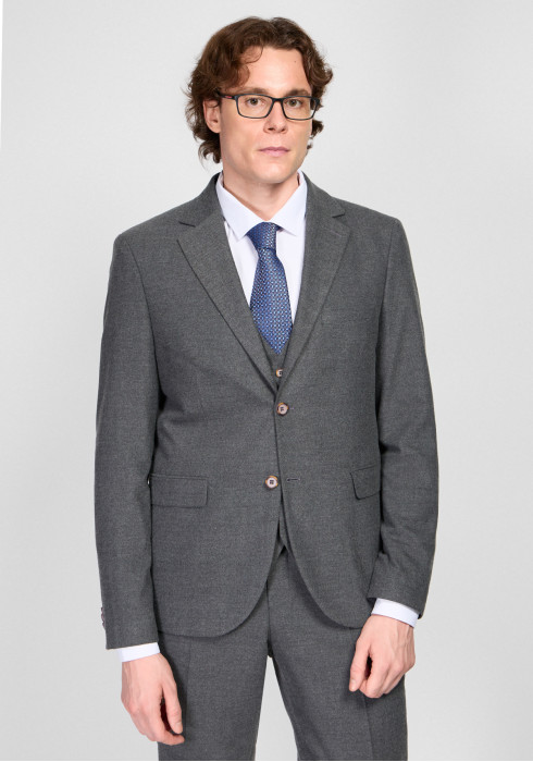 КЛАСИЧНИЙ ЧОЛОВІЧИЙ КОСТЮМ ТРІЙКА ОДНОБОРТНИЙ ТЕМНО-СІРИЙ ОДНОТОННИЙ