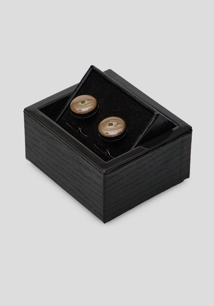 CLASSIC MEN'S BROWN PRINTED CUFFLINKS, Photo 1